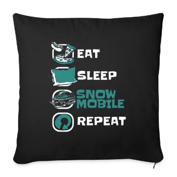Eat Sleep Snowmobile Repeat Snowmobile Fahrer - Sofakissenbezug 45 x 45 cm - Schwarz - Vorne