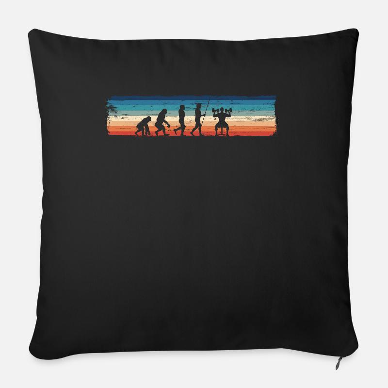 Rétro Bodybuilding Evolution - Plus drôle - Housse de coussin décorative 45 x 45 cm - noir