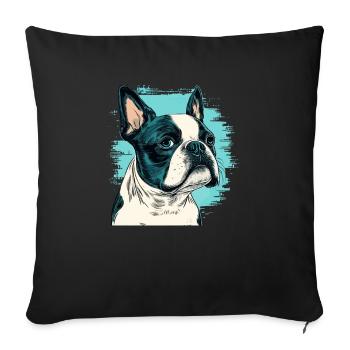 Boston terrier comic cartoon style - Sofa pillowcase 17,3'' x 17,3'' (45 x 45 cm) - black - Front
