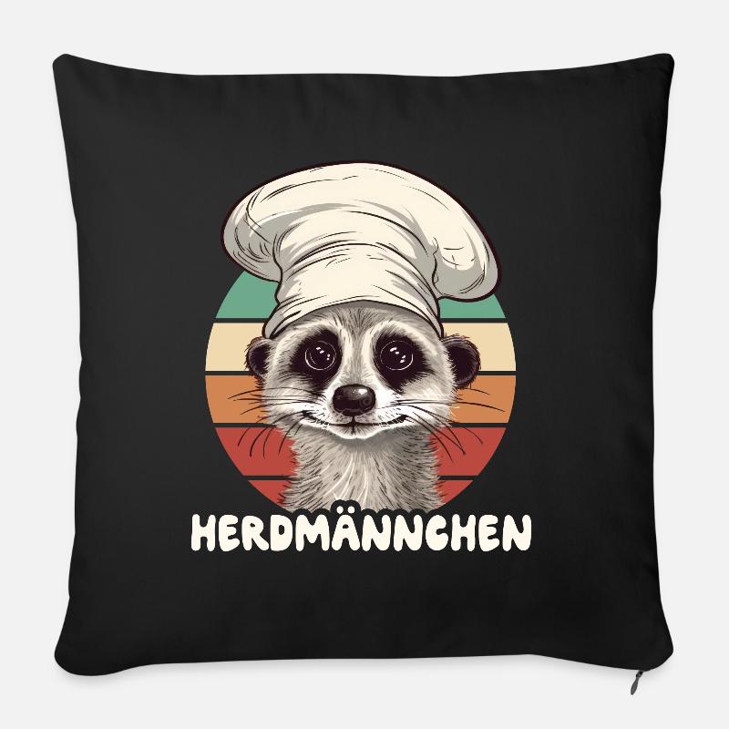 Herdmännchen Erdmännchen Koch - Sofakissenbezug 45 x 45 cm - Schwarz