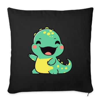 Niedlicher Cartoon-Dinosaurier für Dino-Fans - Sofakissenbezug 45 x 45 cm - Schwarz - Vorne