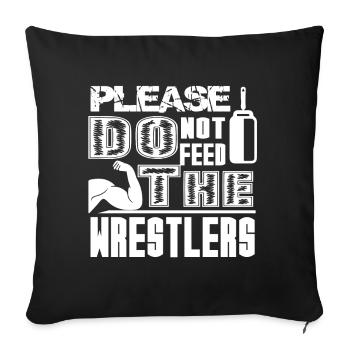 Wrestling Do Not Feed The Wrestlers - Sofa pillowcase 17,3'' x 17,3'' (45 x 45 cm) - black - Front