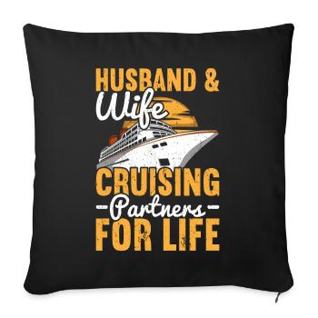 Croisière Croisière Vacances Croisière en famille - Housse de coussin décorative 45 x 45 cm - noir - Devant