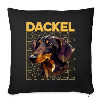 Rauhaardackel Dachshund Hund Hunde Welpe Dackel - Sofakissenbezug 45 x 45 cm - Schwarz - Vorne