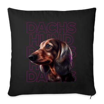 Rauhaardackel Dachshund Hund Hunde Welpe Dackel - Sofakissenbezug 45 x 45 cm - Schwarz - Vorne