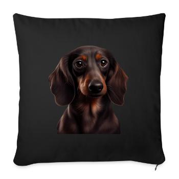 Rauhaardackel Dachshund Hund Hunde Welpe Dackel - Sofakissenbezug 45 x 45 cm - Schwarz - Vorne