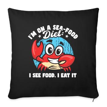 Je suis sur un régime de fruits de mer drôle papa blagues croisière - Housse de coussin décorative 45 x 45 cm - noir - Devant
