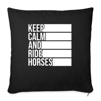 Drôle de garder son calme et de monter à cheval - Housse de coussin décorative 45 x 45 cm - noir - Devant