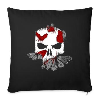 Skull Black Butterflies - Goth Gothic - Housse de coussin décorative 45 x 45 cm - noir - Devant