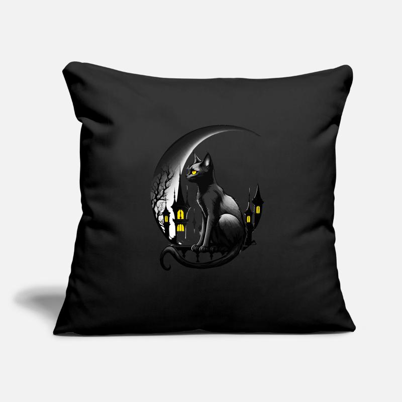 Black Cat with Crescent Moon - Gothic Gothic Sofa pillowcase 17,3'' x 17,3'' (45 x 45 cm)