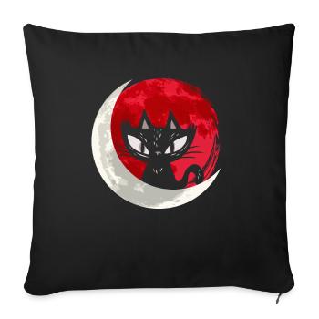 Schwarze Katze mit Mondsichel - Gothic Gothic - Sofakissenbezug 45 x 45 cm - Schwarz - Vorne