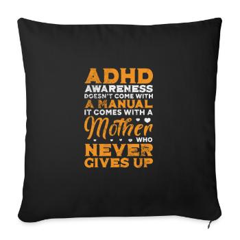 ADHD - Sofa pillowcase 17,3'' x 17,3'' (45 x 45 cm) - black - Front