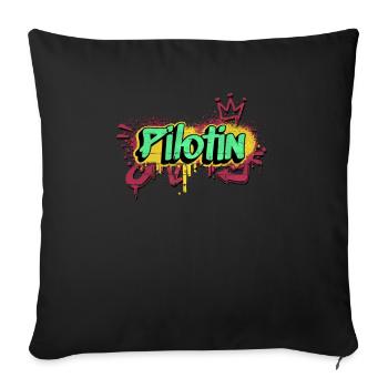 Flugzeug Graffiti-Art Pilotin - Sofakissenbezug 45 x 45 cm - Schwarz - Vorne
