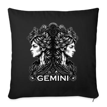 Signe du zodiaque Gémeaux jumeaux Astrologie symbole ancien - Housse de coussin décorative 45 x 45 cm - noir - Devant