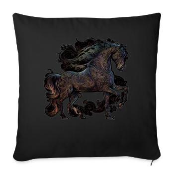 Cheval tribal Zodiaque Tribal Animal Chinois Astrologue - Housse de coussin décorative 45 x 45 cm - noir - Devant