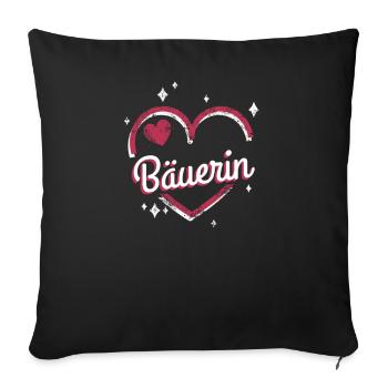 Bauern Kollegin niedliches Herz Landwirtin Bäuerin - Sofakissenbezug 45 x 45 cm - Schwarz - Vorne