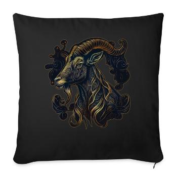 Année De La Chèvre Zodiaque Chinois Bélier Animal Astrolo - Housse de coussin décorative 45 x 45 cm - noir - Devant