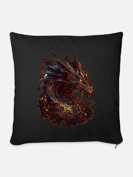 Dragon Zodiaque Chinois Animal Horoscope Sorcellerie - Housse de coussin décorative 45 x 45 cm - noir