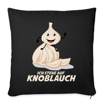 Knoblauch Spruch lustig Knoblauchzehen - Sofakissenbezug 45 x 45 cm - Schwarz - Vorne