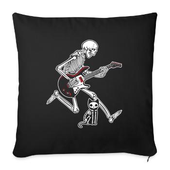Skeleton Guitar Cat - Sofa pillowcase 17,3'' x 17,3'' (45 x 45 cm) - black - Front