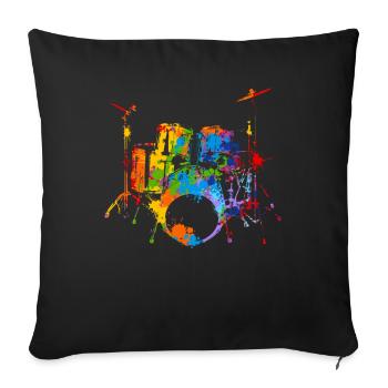 Splash Drum Musicien Musicien Batteur - Housse de coussin décorative 45 x 45 cm - noir - Devant