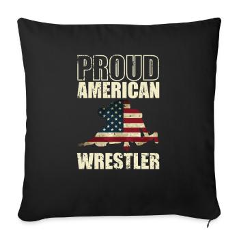 Proud American Wrestler Show Fight Stunt - Sofa pillowcase 17,3'' x 17,3'' (45 x 45 cm) - black - Front