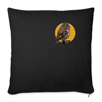 Eule Tierwelt Waldtier wildes Tier Motiv - Sofakissenbezug 45 x 45 cm - Schwarz - Vorne
