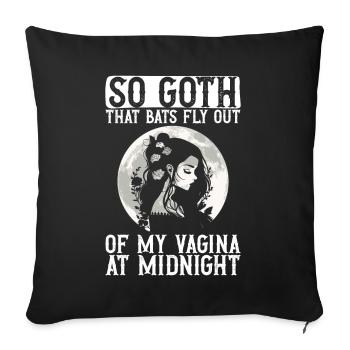 Goth gothique chauves-souris vagin dicton - Housse de coussin décorative 45 x 45 cm - noir - Devant