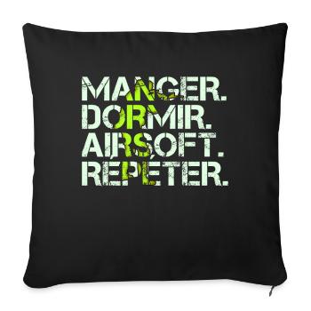 Mange Dormir Airsoft Répéter Cadeau Softair Humour - Housse de coussin décorative 45 x 45 cm - noir - Devant
