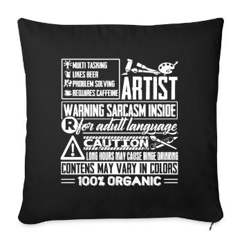 Artist Multitasking Job - Sofa pillowcase 17,3'' x 17,3'' (45 x 45 cm) - black - Front