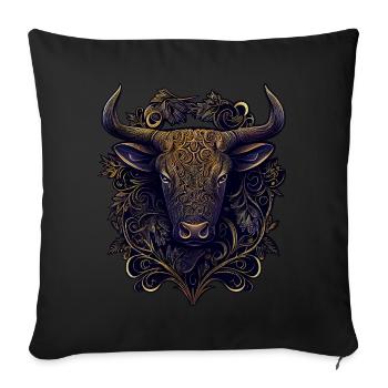 Année du Buffle Taureau Abstrait Chinois Zodiaque Spir - Housse de coussin décorative 45 x 45 cm - noir - Devant