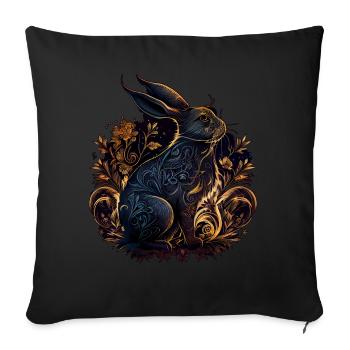 Year Of The Rabbit Chinese Lunar Zodiac Animal - Sofa pillowcase 17,3'' x 17,3'' (45 x 45 cm) - black - Front
