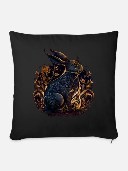 Year Of The Rabbit Chinese Lunar Zodiac Animal - Sofakissenbezug 45 x 45 cm - Schwarz
