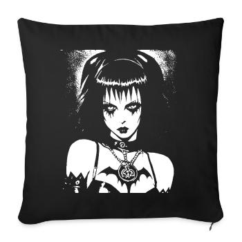 Dunkle Kunst Okkulte Gothic Batcave Mädchen Post Punk Fledermaus - Sofakissenbezug 45 x 45 cm - Schwarz - Vorne