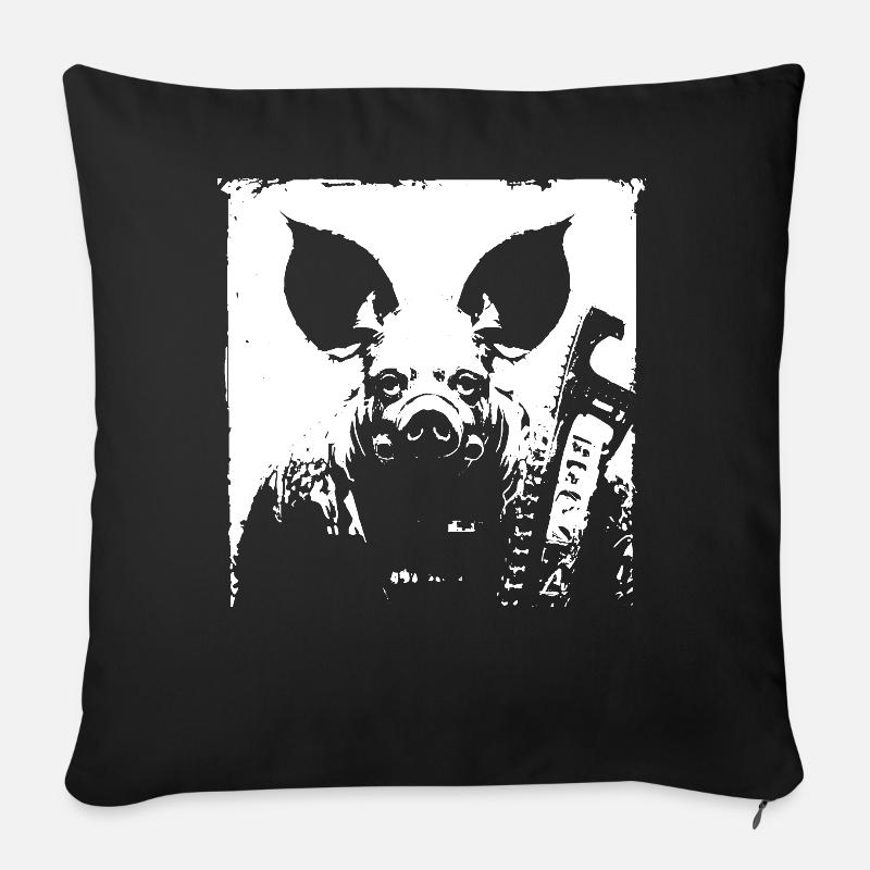 Dark Art Occulte Horreur Cochon Gaz Masque Grindcore Thr - Housse de coussin décorative 45 x 45 cm - noir