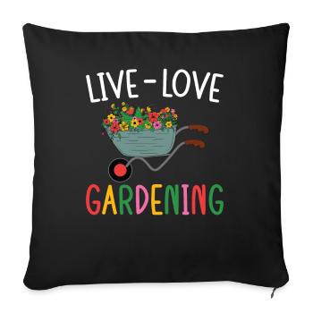 amour Jardinage - Housse de coussin décorative 45 x 45 cm - noir - Devant