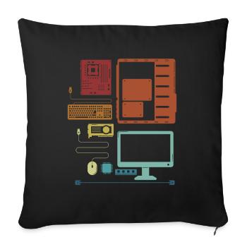 Retro Hardware Admin IT Operations Computer Scientist - Sofa pillowcase 17,3'' x 17,3'' (45 x 45 cm) - black - Front