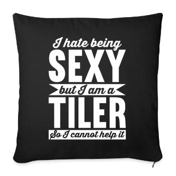 Tuiler Setter Tileter Tiles - Housse de coussin décorative 45 x 45 cm - noir - Devant
