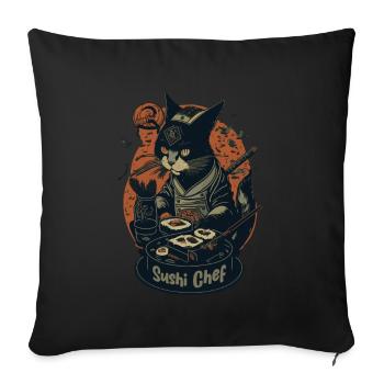 Japanese-Inspired Feline Culinary Cat Sushi Chef - Sofa pillowcase 17,3'' x 17,3'' (45 x 45 cm) - black - Front