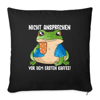 Pinguin Nicht Ansprechen Vor Dem Ersten Kaffee - Sofakissenbezug 45 x 45 cm - Schwarz - Vorne
