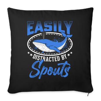 Whale Watching Whale Watching Orca Blue Whale - Sofa pillowcase 17,3'' x 17,3'' (45 x 45 cm) - black - Front