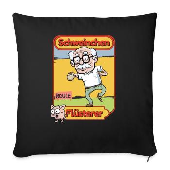 Boulen-Boccia Boule-Spieler Schweinchen - Sofakissenbezug 45 x 45 cm - Schwarz - Vorne
