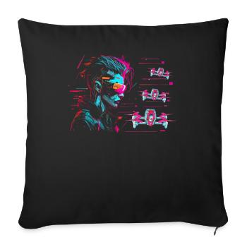 Drone Pilot Drone Quadcopter Drones - Housse de coussin décorative 45 x 45 cm - noir - Devant