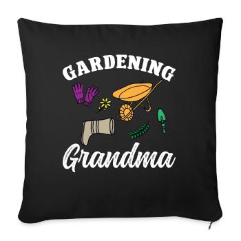 Jardinage grand-mère - Housse de coussin décorative 45 x 45 cm - noir - Devant
