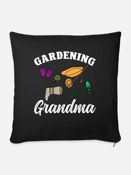 Gardening Grandma - Sofakissenbezug 45 x 45 cm - Schwarz