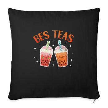 Bubble Tea Boba Tea Kawaii Cadeau - Housse de coussin décorative 45 x 45 cm - noir - Devant