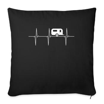Caravan ECG heartbeat - Sofa pillowcase 17,3'' x 17,3'' (45 x 45 cm) - black - Front