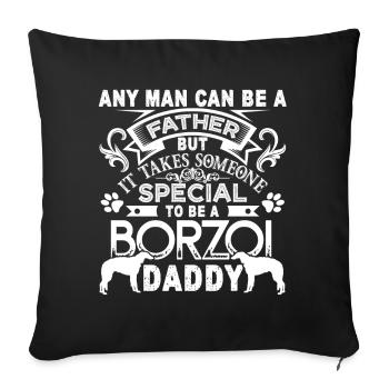 Proud Borzoi Daddy - Sofa pillowcase 17,3'' x 17,3'' (45 x 45 cm) - black - Front