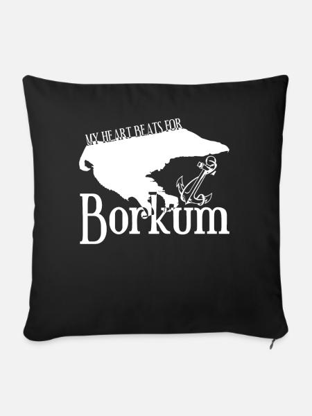 Borkum Karte - Sofakissenbezug 45 x 45 cm - Schwarz