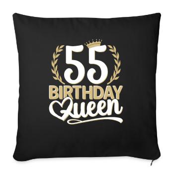 55e anniversaire Femme 55 ans 55e 55e reine - Housse de coussin décorative 45 x 45 cm - noir - Devant